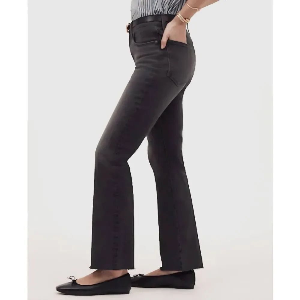 Madewell Jeans Women's 27 Charcoal Black Kick Out Crop Bootcut Raw Hem